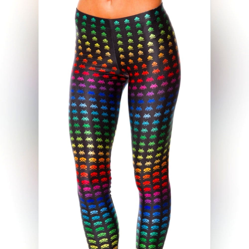 Blackmilk Rainbow Space Invaders Leggings